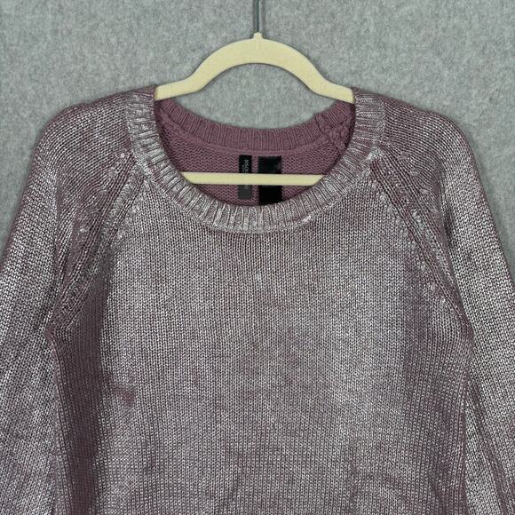 Bisou Sweater Womens Small Pink Silver Metallic Shimmery Painted Futuristic - Picture 2 of 9